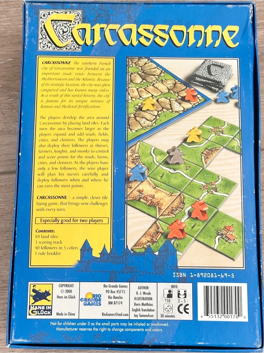 Carcassonne Board Game Rio Grande Games 2000 Includes River Expansion COMPLETE
